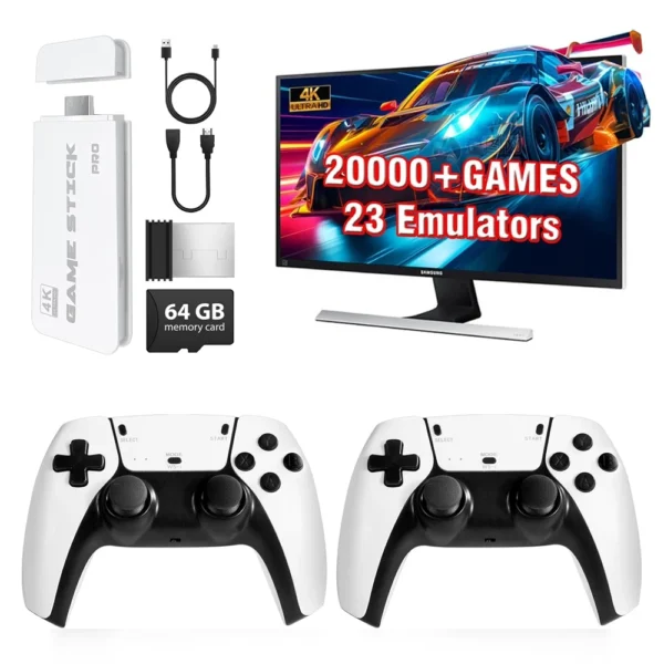 M15 Video Game Console 4K TV Game Stick 64G Built-in 20000 Games Retro Handheld Game Player With Wireless Controller Gamepad